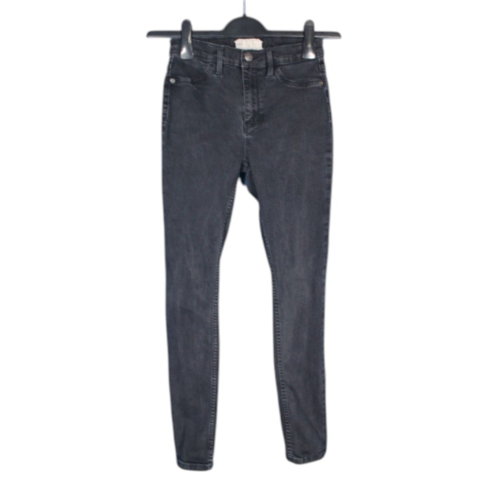 FREE PEOPLE Black DENIM Mid-Rise BACK POCKETS Skinny JEGGINGS JEAN 27 Measure 24
